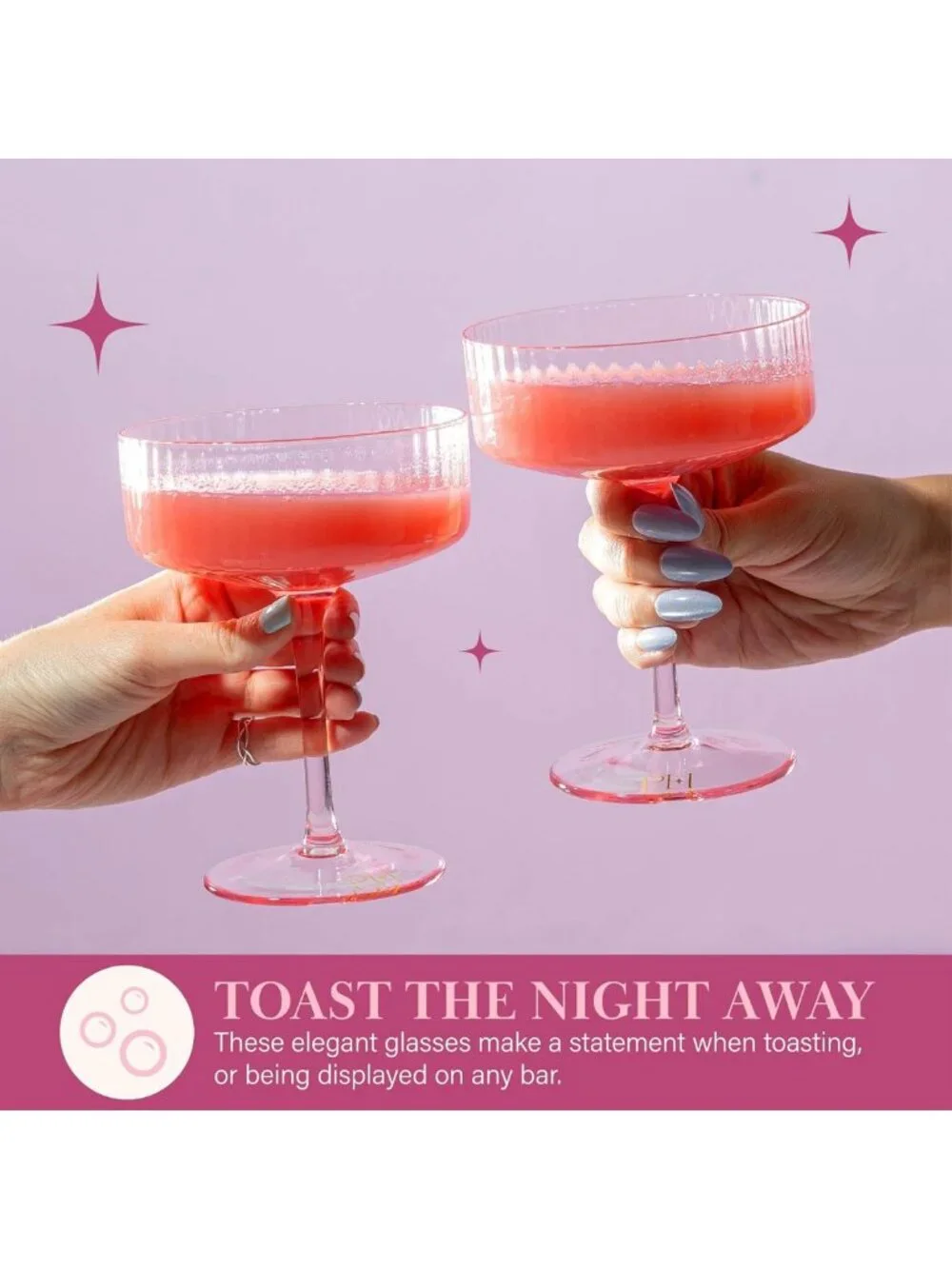 Elegant Ribbed Coupe Cocktail Glass Set - Fluted Glassware for Champagne